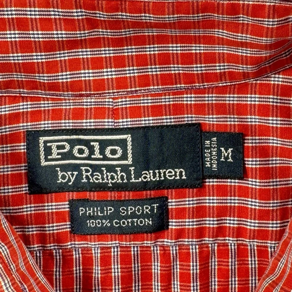 Polo Ralph Lauren Shirt Philip Sport Mens M Red Plaid Long Sleeve Button Up‎